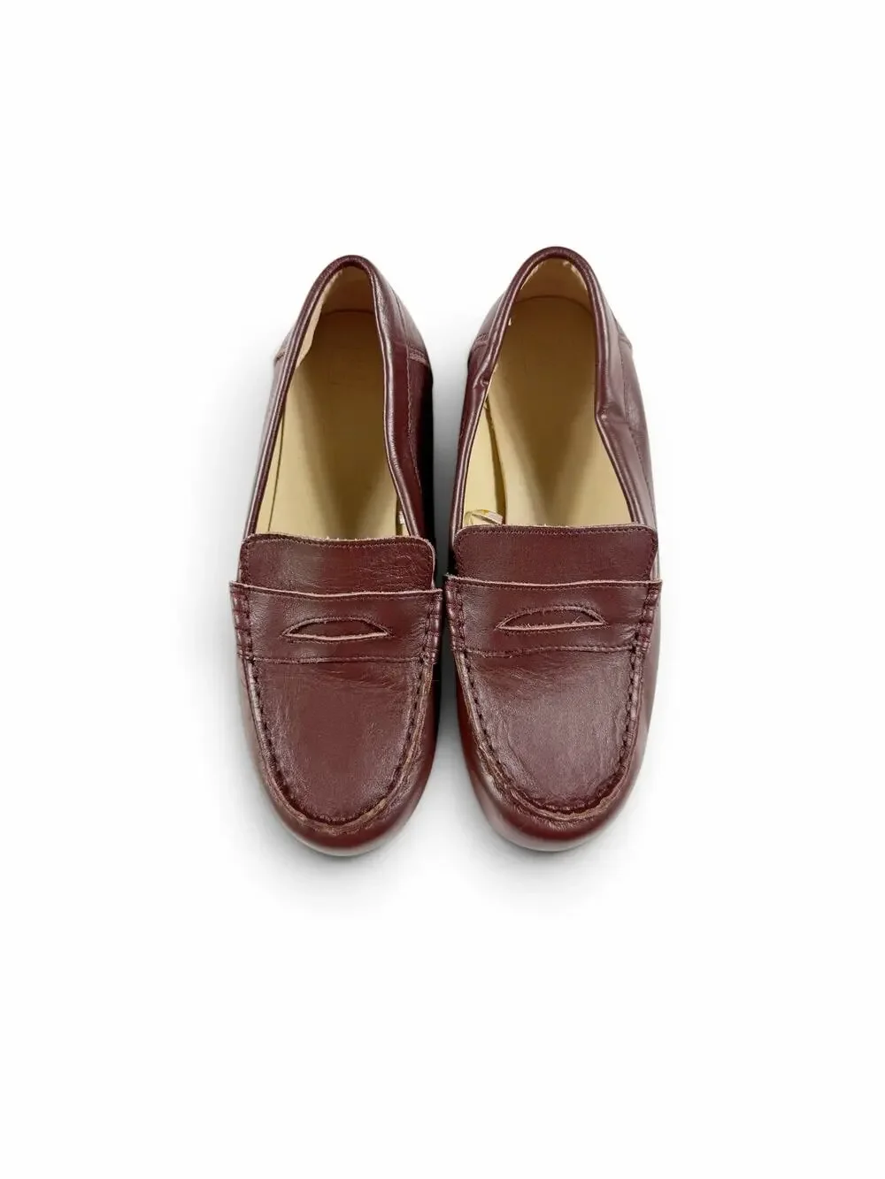 Janie and Jack Leather Penny Loafers Burgundy Brown Dress Shoes Size 3 big kid